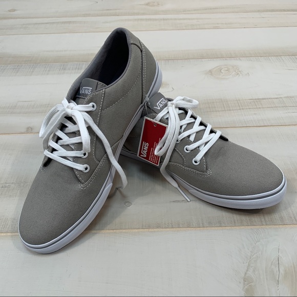Vans Shoes - Vans Grey Canvas Sneakers White Laces Size 9
